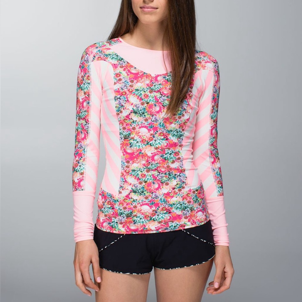 lululemon athletica Pink Floral Long-Sleeve Rash Guard